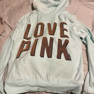 PINK Victoria's Secret 2013 velour Light Blue Hoodie Jacket Y2K Mint condition